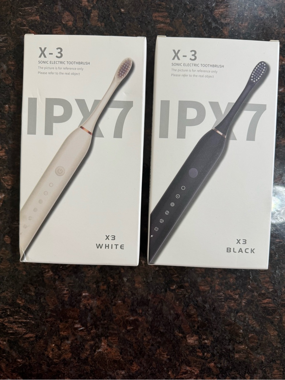 (PACK of 2) X-3 sonic Electric Toothbrush - White & Black